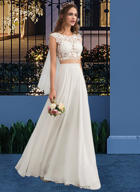 Danielle A-Line Scoop Neck Floor-Length Chiffon Wedding Dress With Beading Sequins HHP0013799