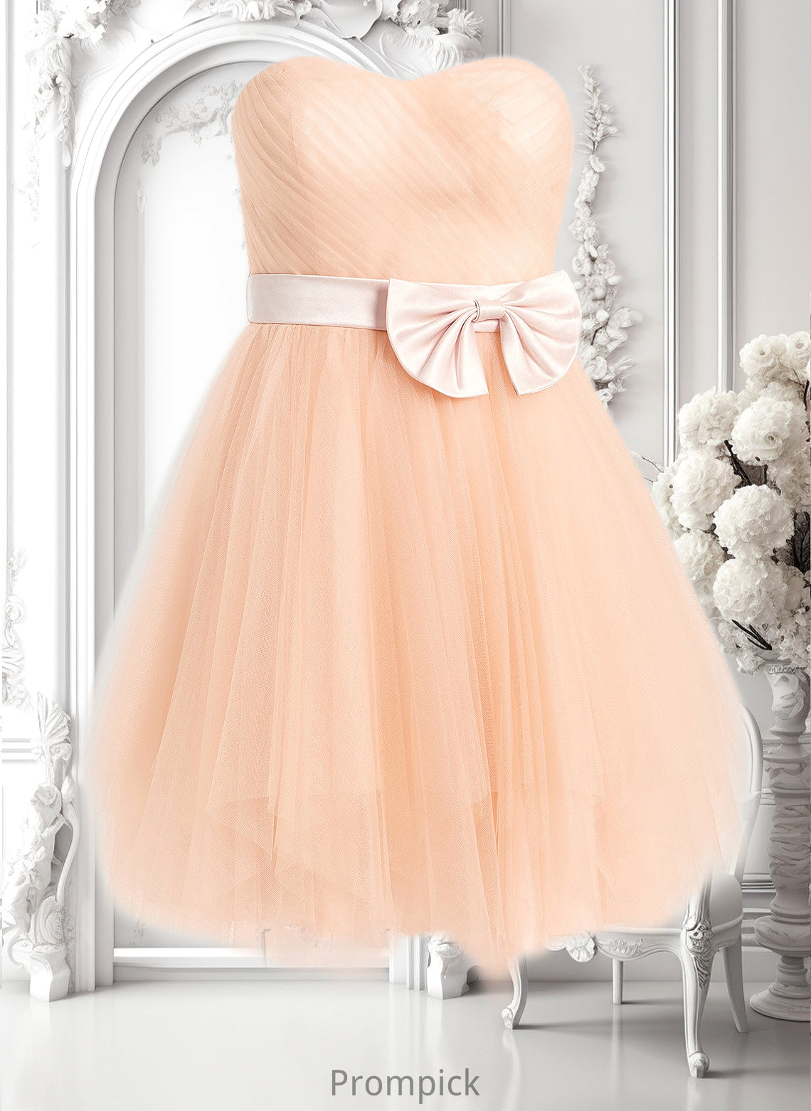 Beatrice Ball-Gown/Princess Sweetheart Short Tulle Homecoming Dress With Bow HHP0025719